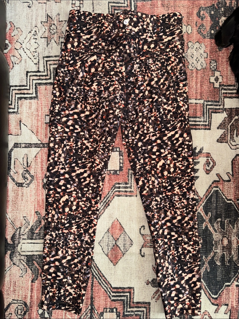 lululemon athletica Black and Peach Printed Leggings